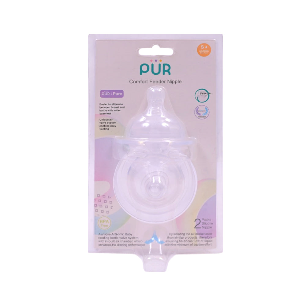PUR COMFORT NIPPLE 0-3 M SLOW FLOW 2PCS Default Title - MamasJan Baby Maternity Care