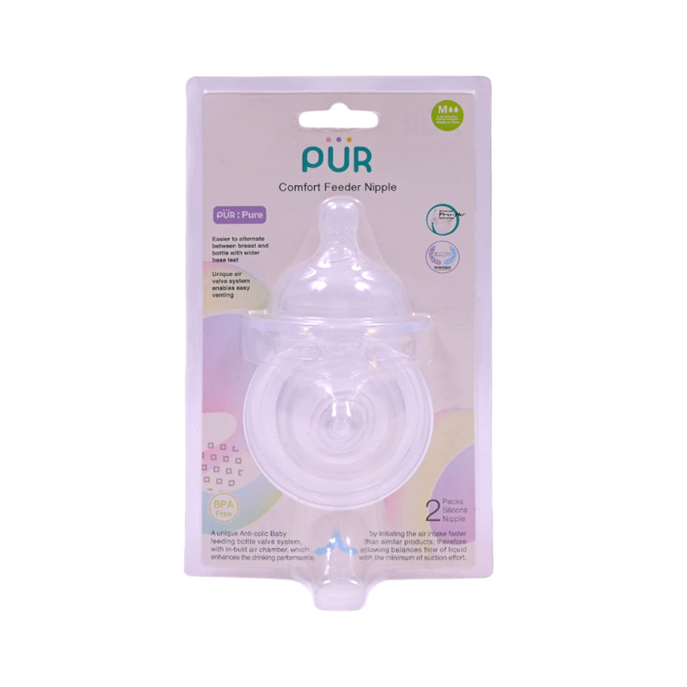 PUR COMFORT NIPPLE 3-6 M MEDIUM FLOW 2PCS Default Title - MamasJan Baby Maternity Care
