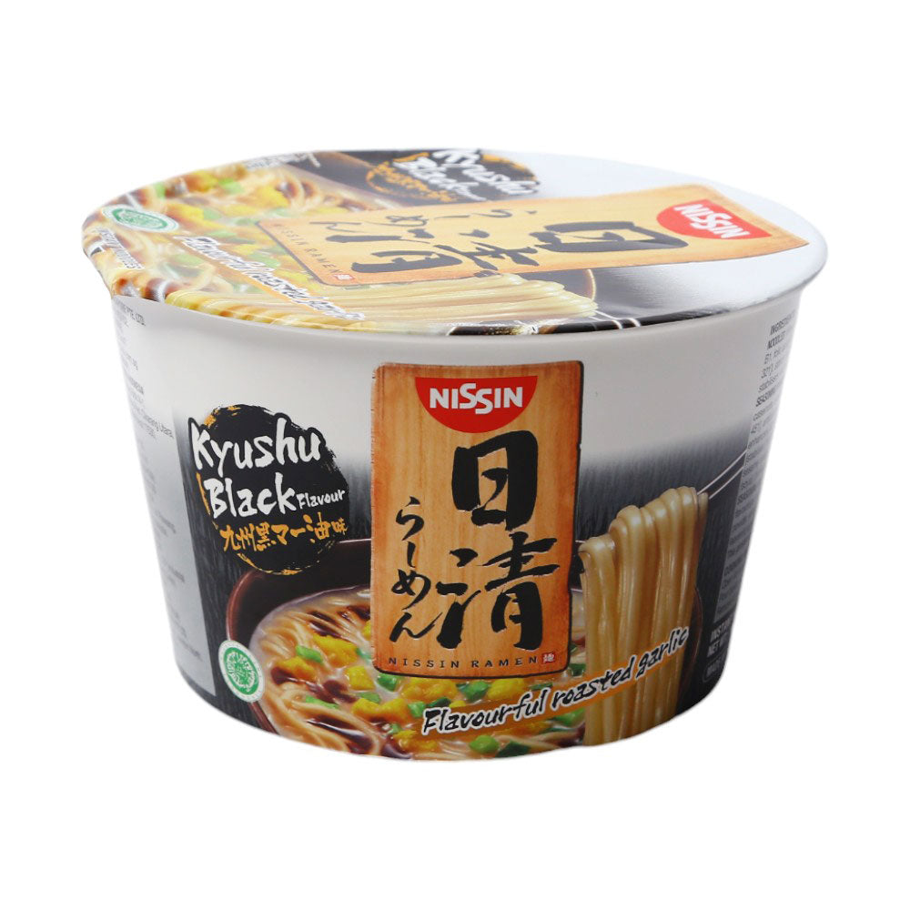 NISSIN RAMEN NOODLES KYUSHU BLACK ROASTED GARLIC 110 GM Default Title - MamasJan Grocery