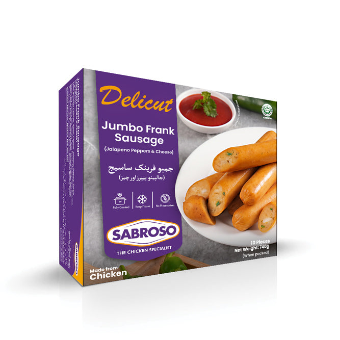 SABROSO JUMBO FRANK SAUSAGE JALAPENO PEPPERS & CHEESE 740 GM Default Title - MamasJan Grocery Food
