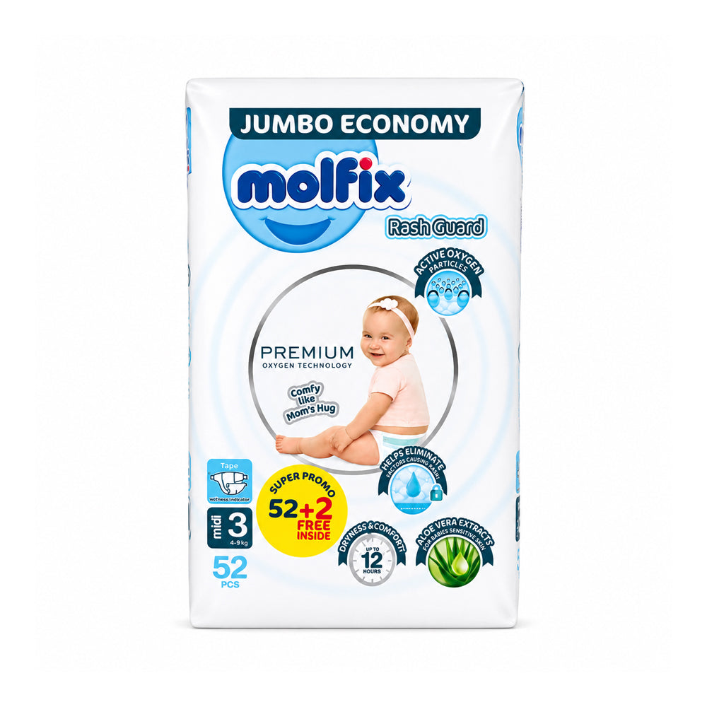 MOLFIX PREMIUM MIDI JUMBO 52 PCS 4-9 KG Default Title - MamasJan Baby Maternity Care