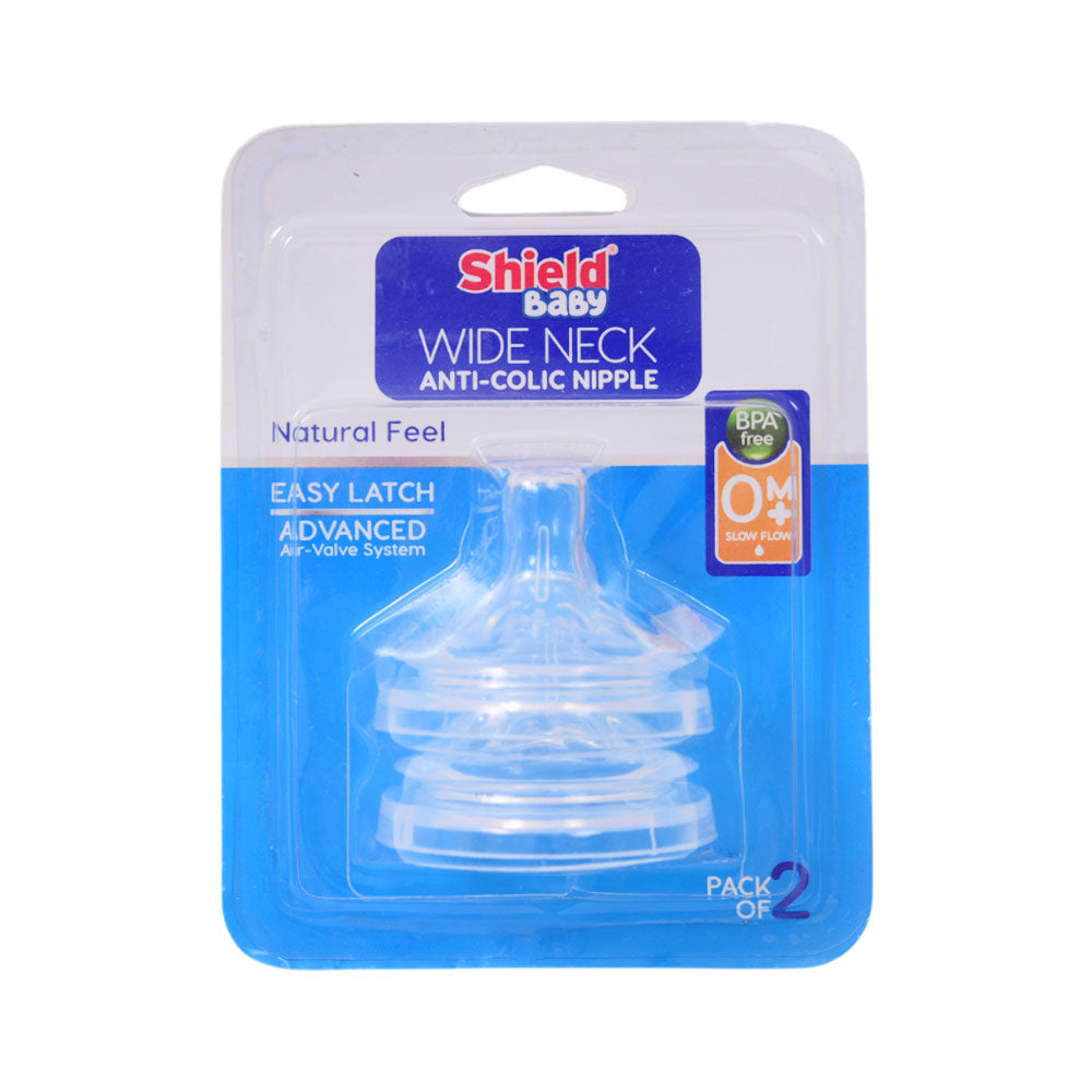 SHIELD WIDE NECK ANTICOLIC NIPPLE 0-3 MONTHS SLOW FLOW 2PCS Default Title - MamasJan Grocery Nonfood