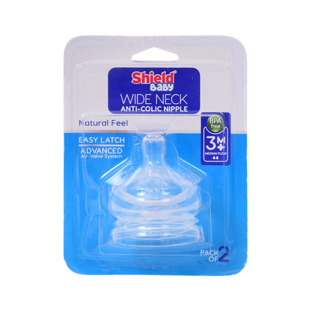 SHIELD WIDE NECK ANTICOLIC NIPPLE 3+ MONTHS MEDIUM FLOW 2P Default Title - MamasJan Grocery Nonfood