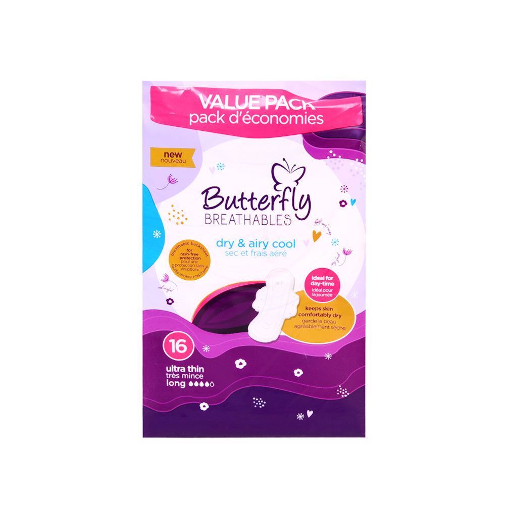 BUTTERFLY BREATHABLES DRY & AIRY COOL ULTRA THIN LONG 16 PCS Default Title - MamasJan Grocery Nonfood