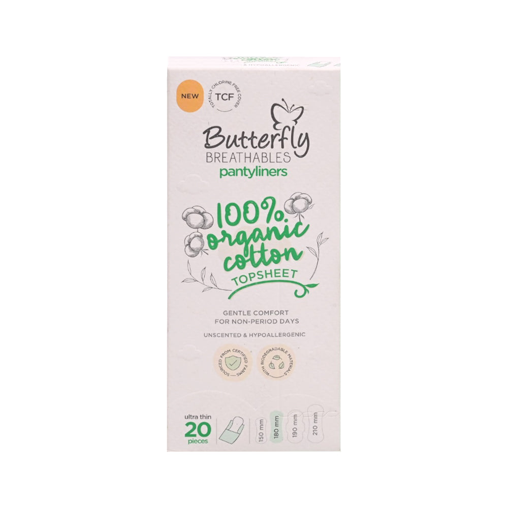 BUTTERFLY BREATHABLES PANTY LINERS 100 % ORGANIC COTTON 20 P Default Title - MamasJan Grocery Nonfood