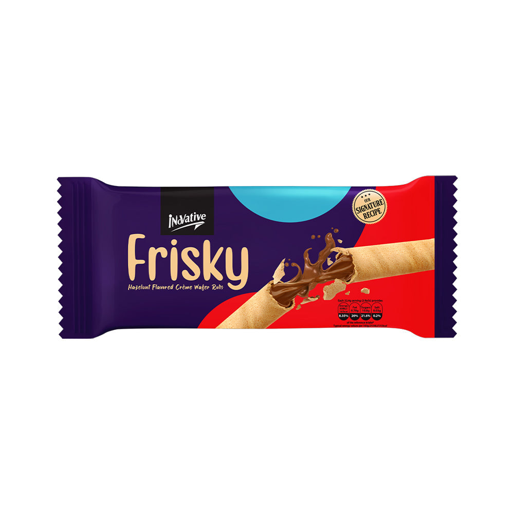INOVATIVE FRISKY ROLLS HAZELNUT FLAVORED 29 GM Default Title - MamasJan Grocery Food