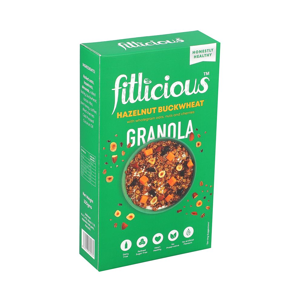 FITLICIOUS HAZELNUT BUCKWHEAT GRANOLA 90 GM Default Title - MamasJan Grocery Food