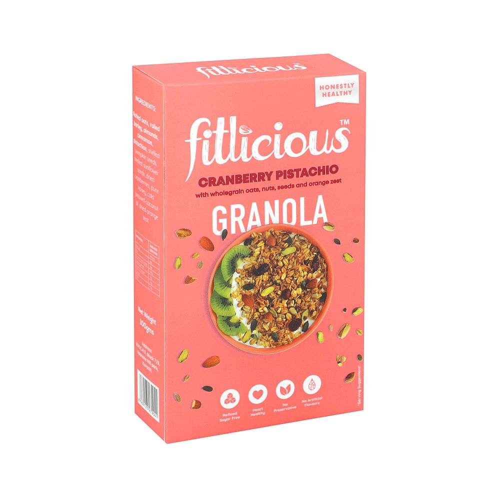 FITLICIOUS CRANBERRY PISTACHIO GRANOLA 90 GM Default Title - MamasJan Grocery Food