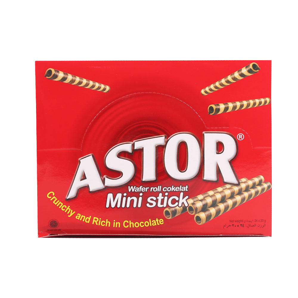 ASTOR WAFER STICK MINI CHOCOLATE 20 GM-BOX 20 G X 24 - MamasJan Grocery
