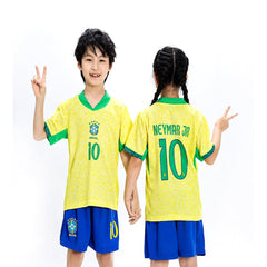 NEYMAR JR 2PC FOOT-BALL JERSEY YLW/BLU IRS-26 2-3 YEAR 009 13-14 YEAR - MamasJan KidsWear