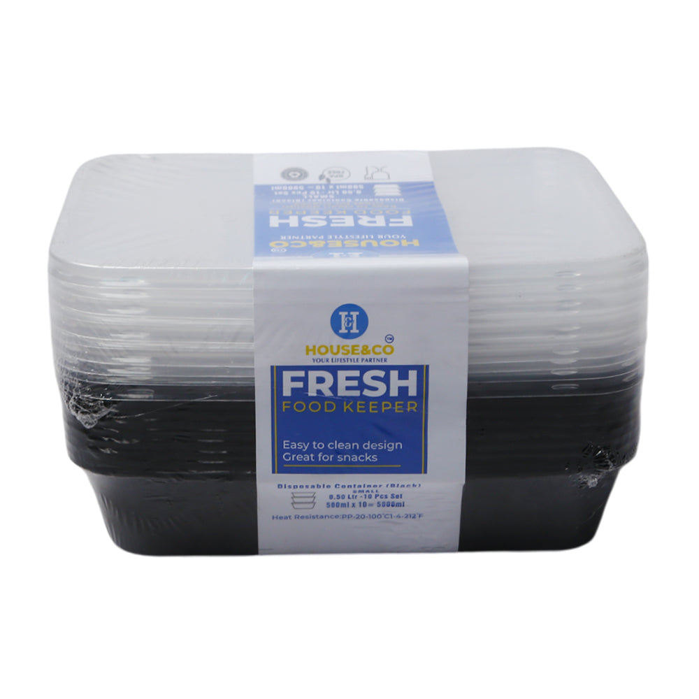 HOUSE & CO DISP RECT. CONTAINER BLACK 500ML 10PCS Default Title - MamasJan Grocery Nonfood