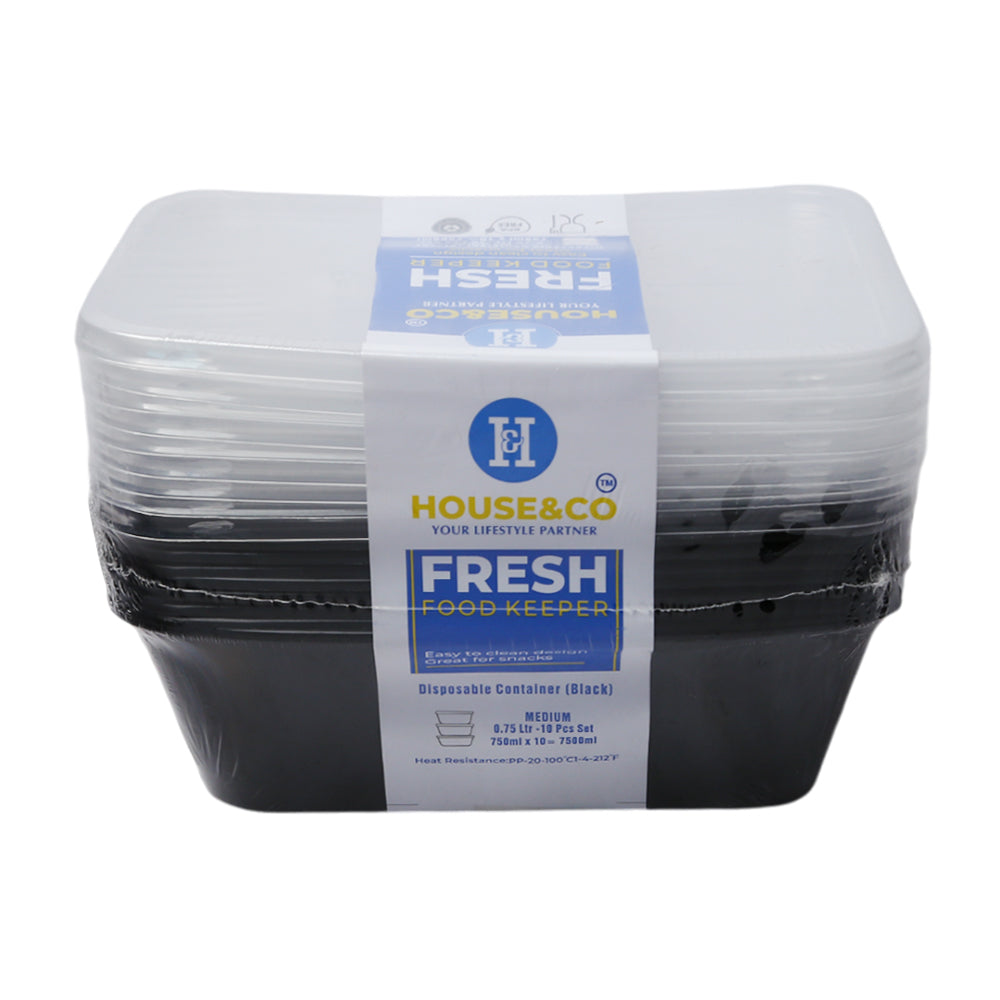 HOUSE & CO DISP RECT. CONTAINER BLACK 750M 10PCS Default Title - MamasJan Grocery Nonfood