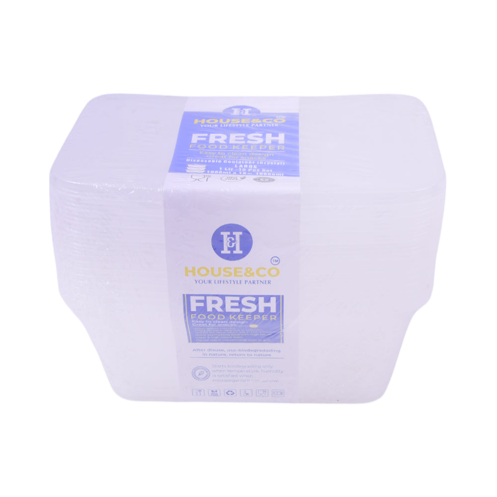HOUSE & CO DISP RECT. CONTAINER CLEAR 1000ML 10PCS Default Title - MamasJan Grocery Nonfood