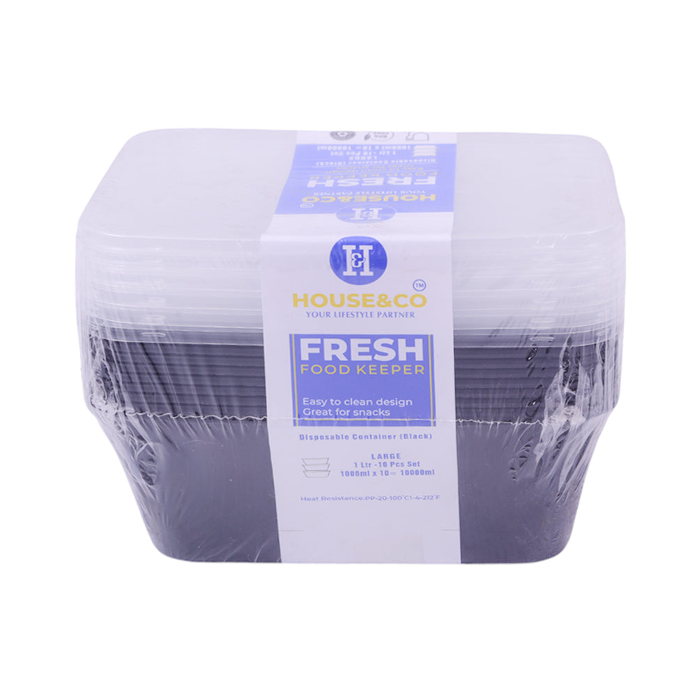 HOUSE & CO DISP RECT. CONTAINER BLACK 1000ML 10PCS Default Title - MamasJan Grocery Nonfood