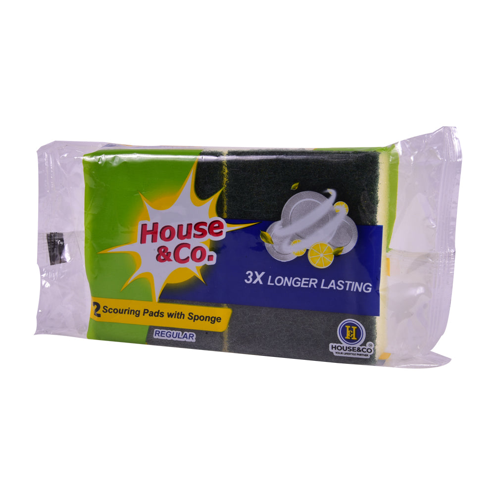 HOUSE&CO. SCOURING PAD WITH SPONGE REGULAR 2IN1 Default Title - MamasJan Grocery Nonfood