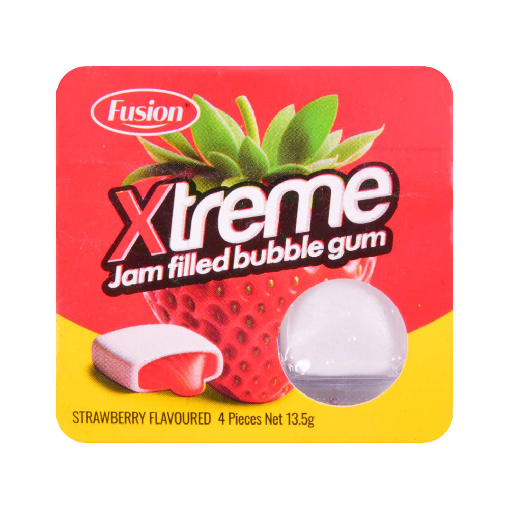 FUSION XTREME JAM FILLED BUBBLE GUM STRAWBERRY FLAVOUR 13.5G Default Title - MamasJan Grocery