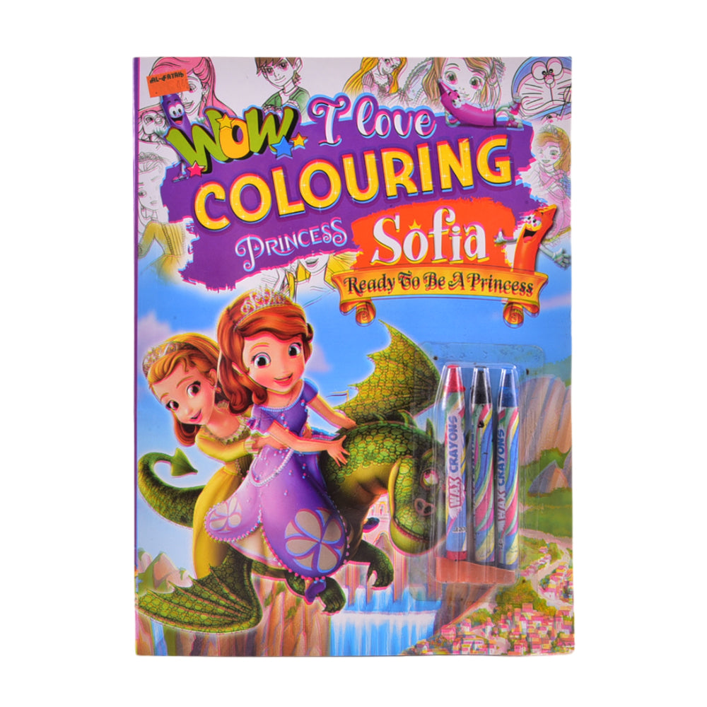 914 PRICESS SOFIA COLORING BOOK WITH 3PC CRYON COLOR A.M Default Title - MamasJan Toys