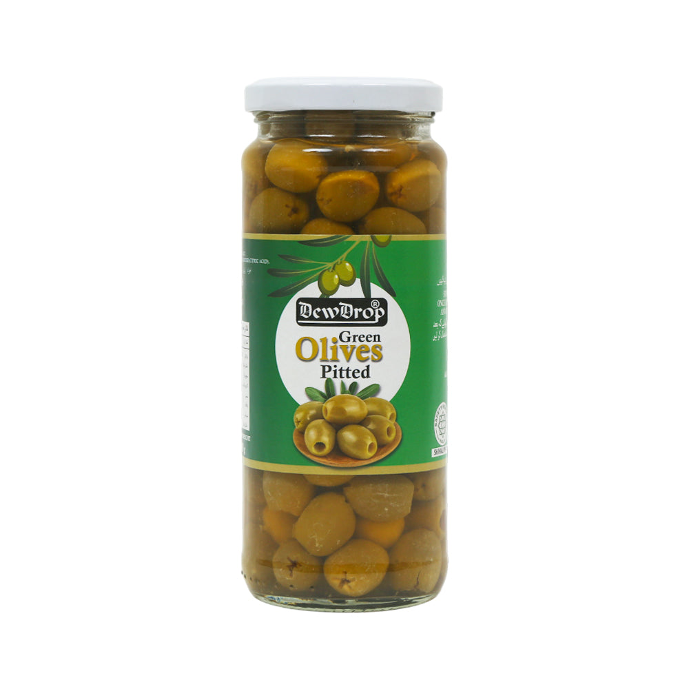 DEW DROPS GREEN OLIVES PITTED 340 GM Default Title - MamasJan Grocery Food
