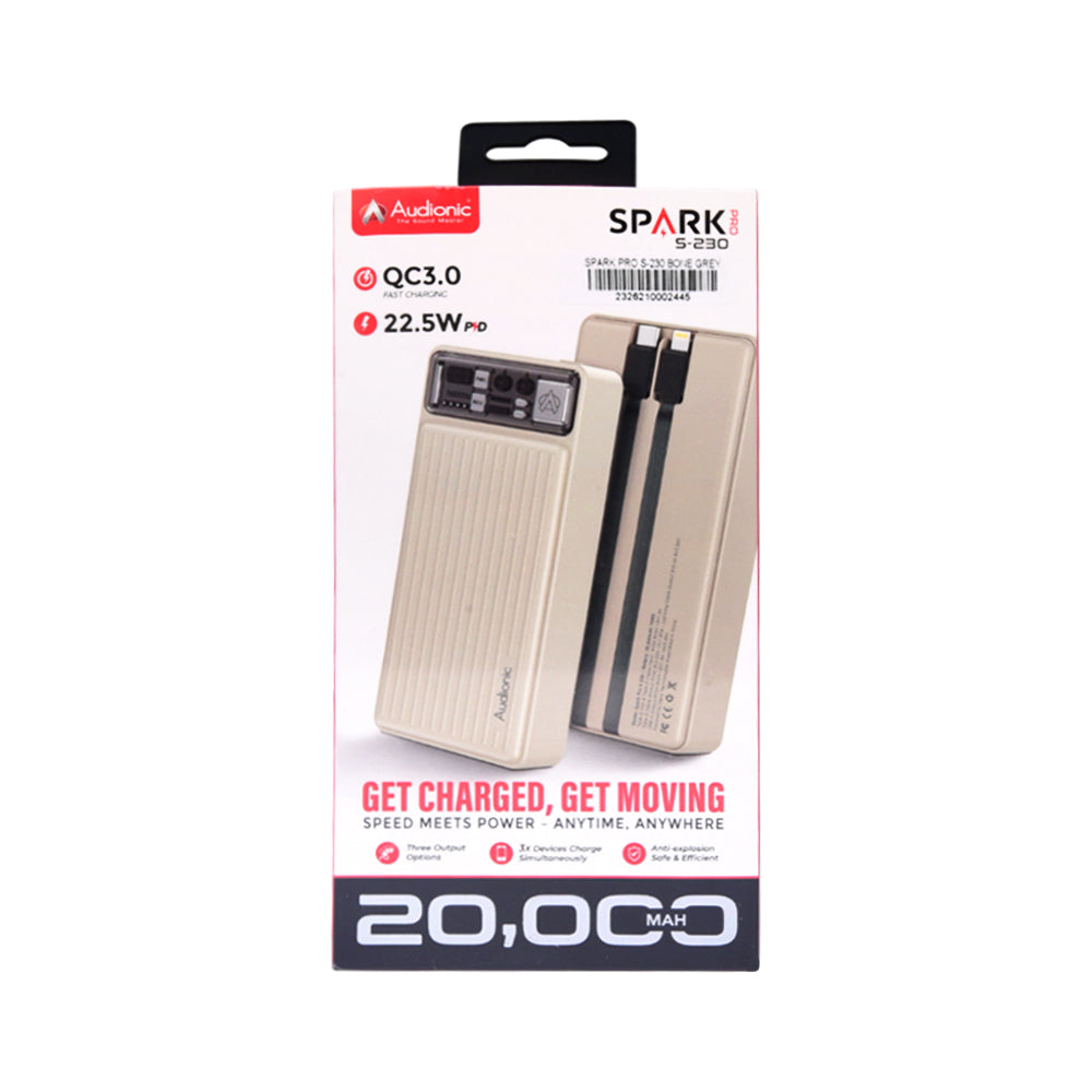 AUDIONIC POWERBANK SPARK PRO S-230 BONE GRAY 20000 MAH Default Title - MamasJan Gift counter
