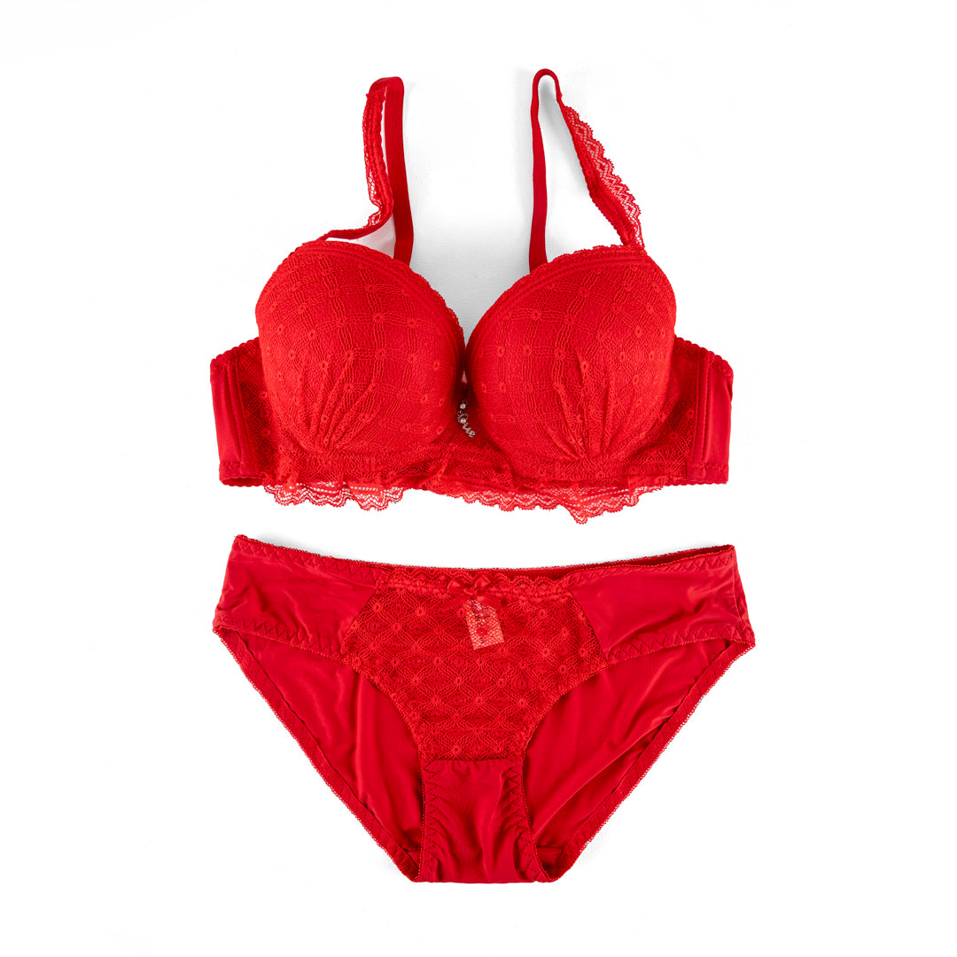 BELLEZA PADDED WIRED BRA SET A2007 RED / 40-C - MamasJan Lingerie