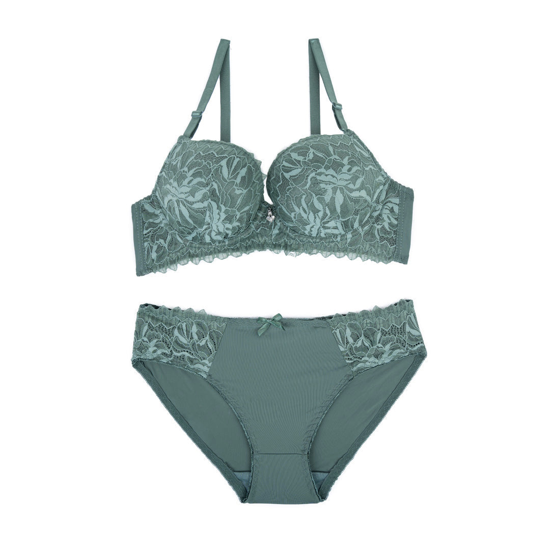 BELLEZA PUSH UP BRA SET A2024 DARK GREEN / 40B - MamasJan Lingerie