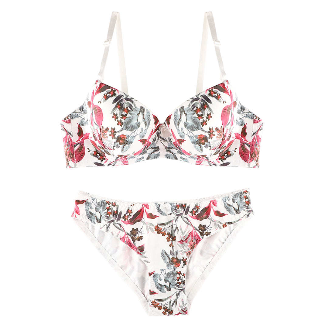 BELLEZA PRINTED PADDED BRA SET A2134 FLORAL WHT / 38-B - MamasJan Lingerie