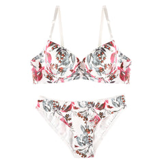 BELLEZA PRINTED PADDED BRA SET A2134 FLORAL WHT / 38-B - MamasJan Lingerie