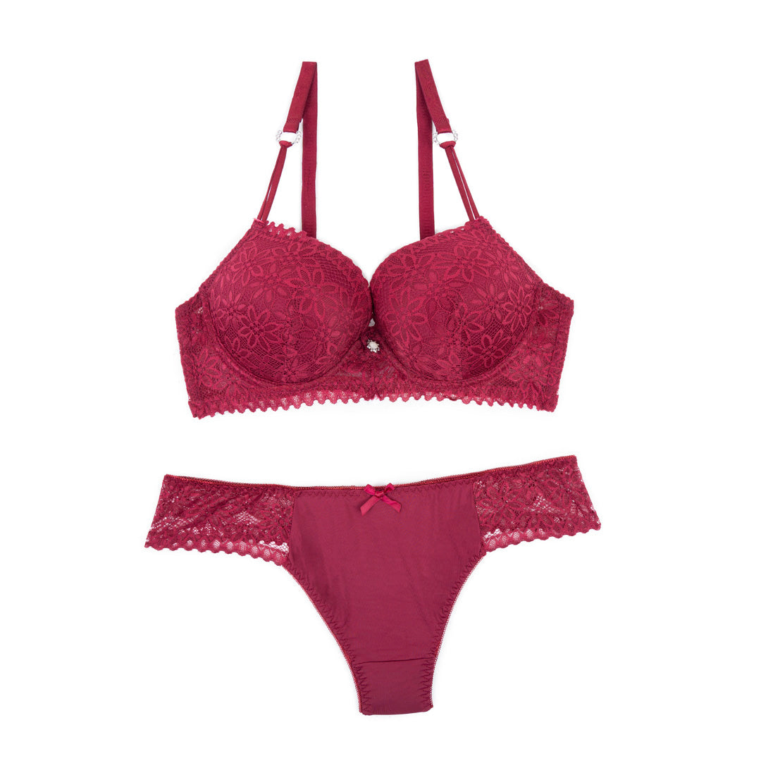 BELLEZA PUSH UP BRA SET A61033 MAHROON / 36B - MamasJan Lingerie