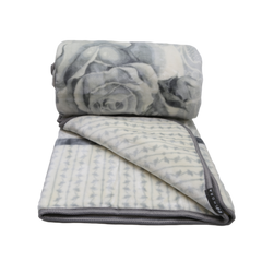 MORA BLANKET GOLD 220X240 Grey Flower & White - MamasJan s