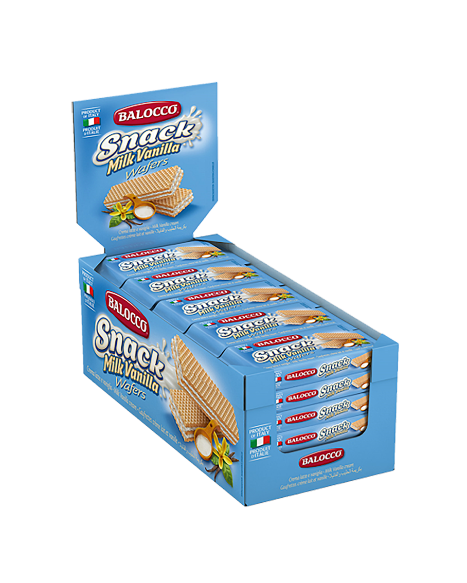 BALOCCO SNACK MILK VANILLA WAFERS 45G-BOX 45 G X 30 - MamasJan Grocery