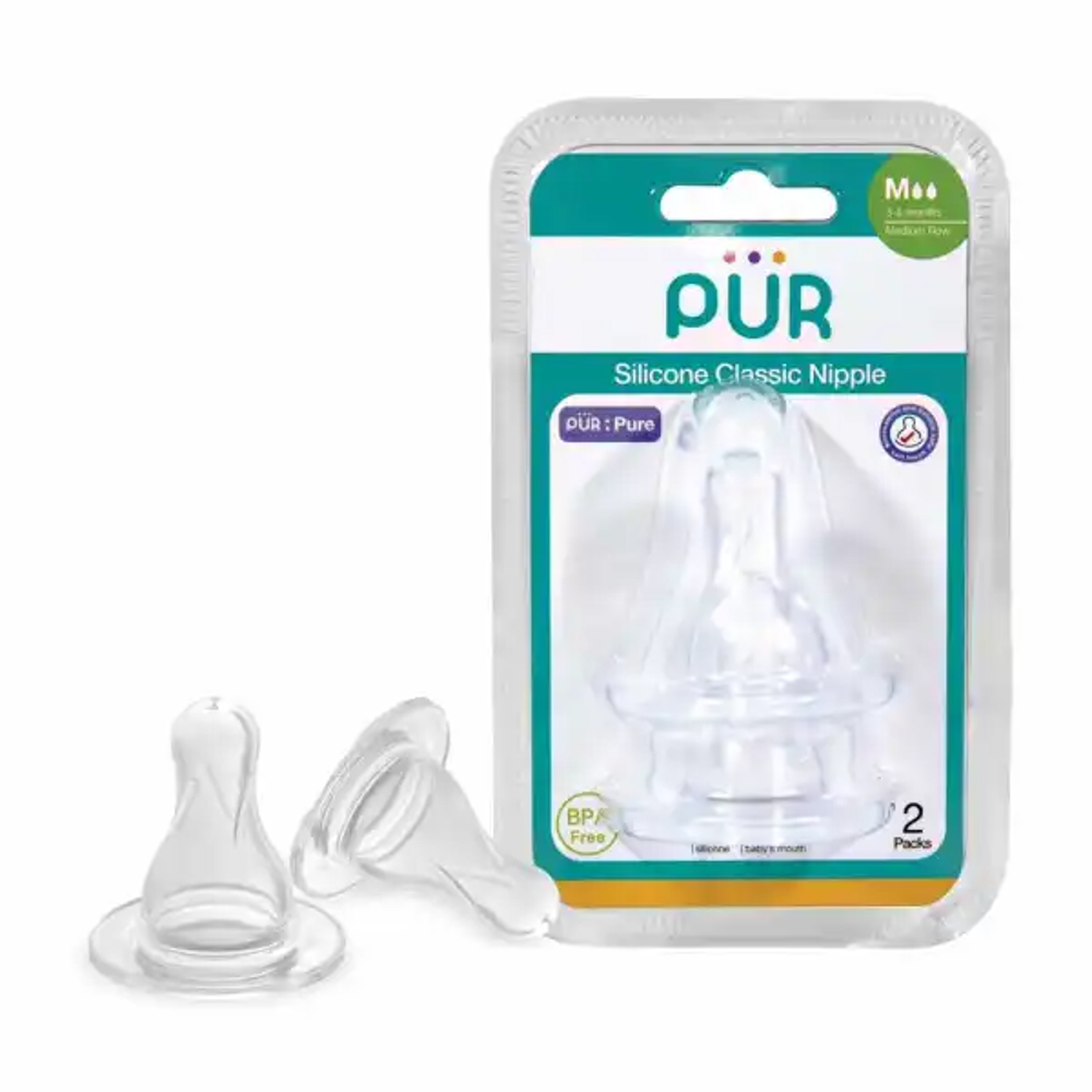 PUR SILICONE NIPPLE MEDIUM FLOW STANDARD NECK 3206 2 PC Default Title - MamasJan Grocery Nonfood