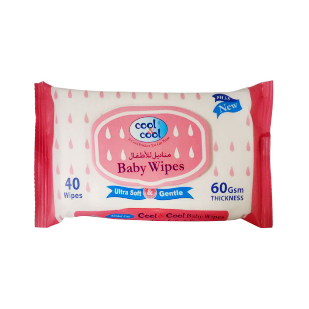 COOL & COOL BABY WIPES ULTRA SOFT AND GENTLE 40PCS Default Title - MamasJan Grocery Nonfood