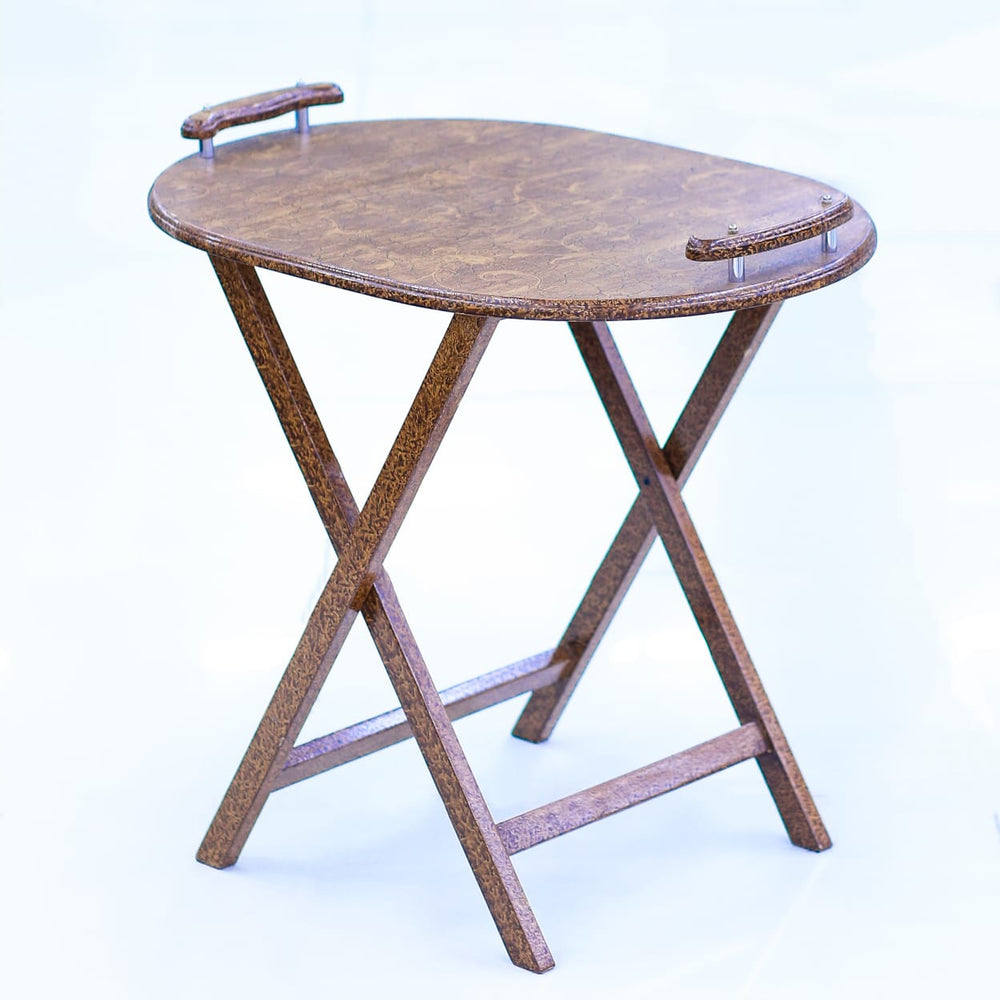 TEA TABLE FOLDING OVAL PLAIN L-BROWN Default Title - MamasJan Tea Trolley & Table