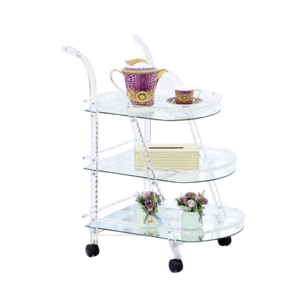 TEA TROLLEY ACRYLIC 3-SHELF 48 WHITE Default Title - MamasJan Household