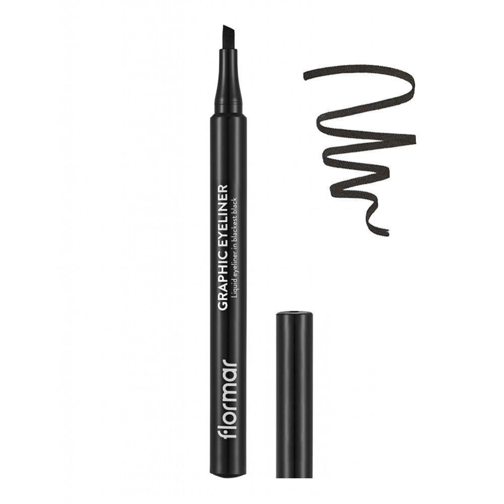 FLORMAR GRAPHIC BLACK EYELINER LIQUID BLACKEST BLACK Default Title - MamasJan Makeup