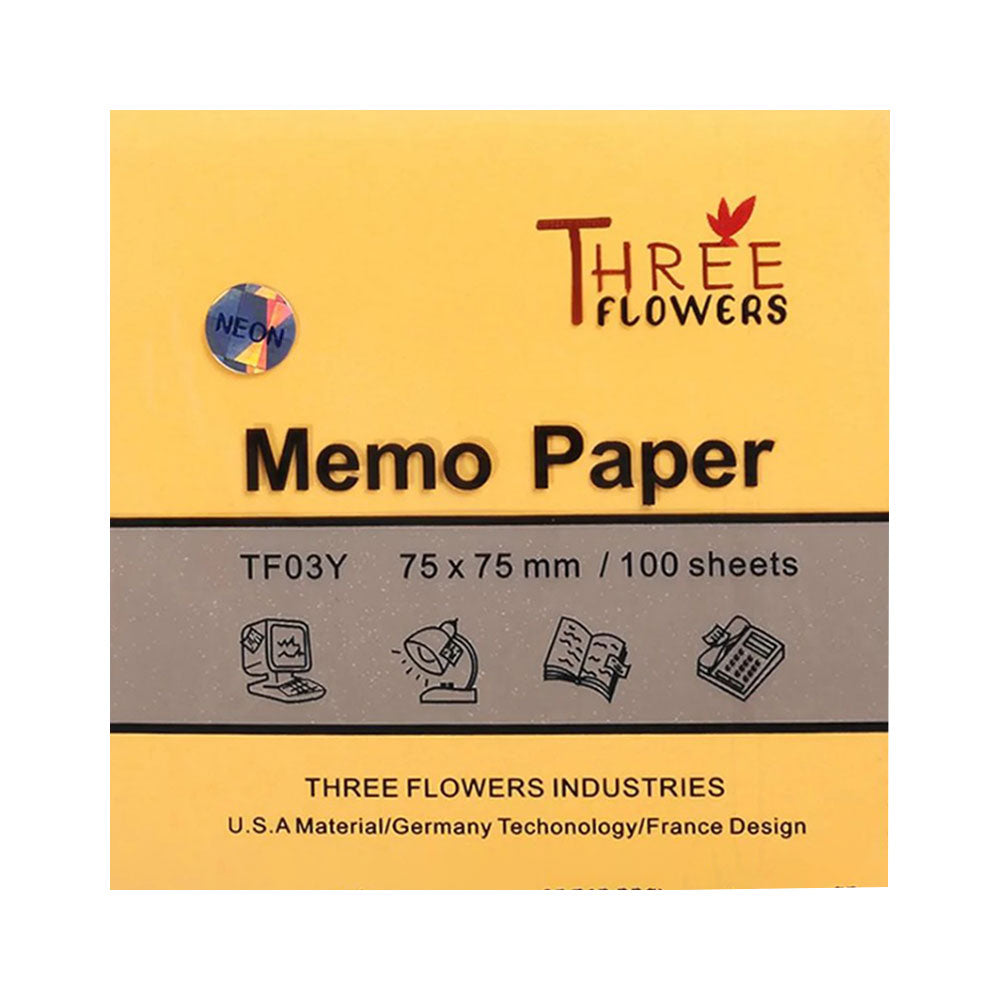 Three Flower Memo Paper 3X3 Neon Default Title - MamasJan Toys