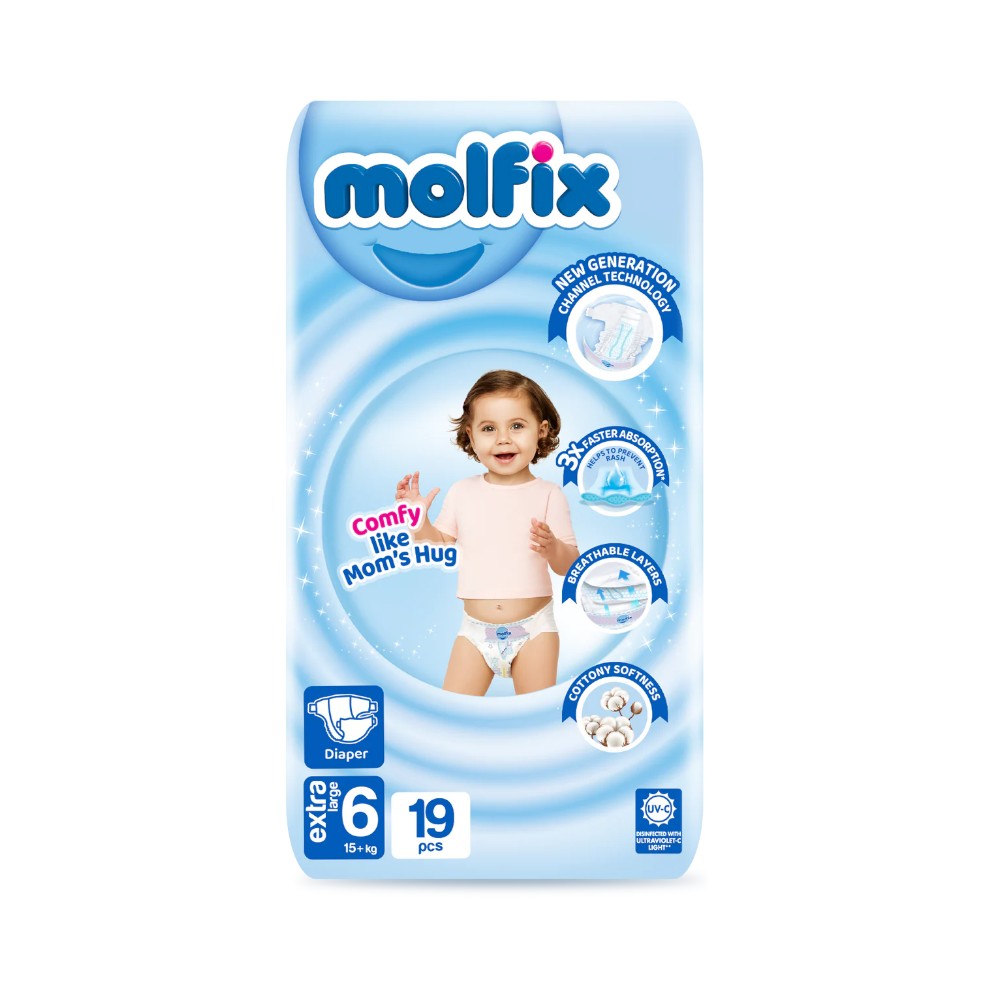 MOLFIX DIAPERS NO6 EXTRA LARGE 15 PLUS KG 19 PCS Default Title - MamasJan Grocery Nonfood