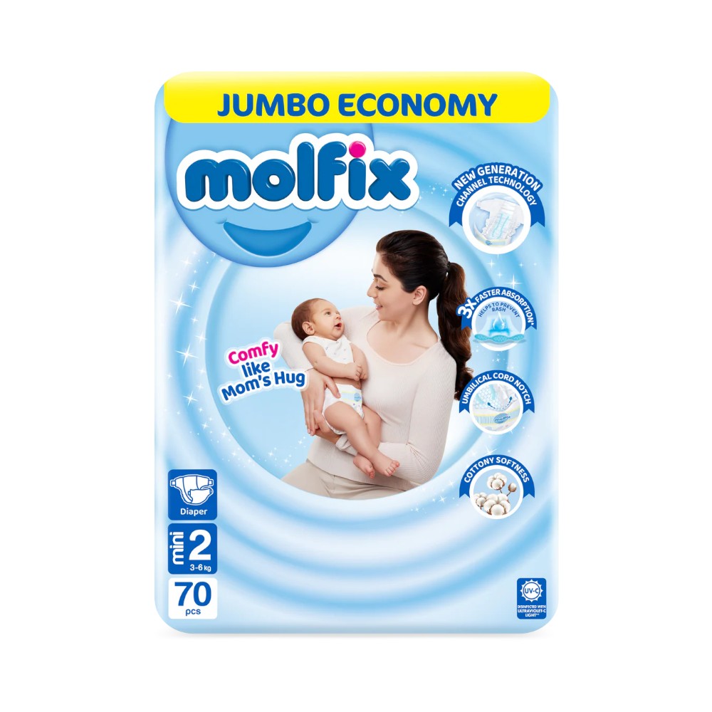 MOLFIX DIAPERS MINI NO2 3-6 KG 70 PCS Default Title - MamasJan Grocery Nonfood