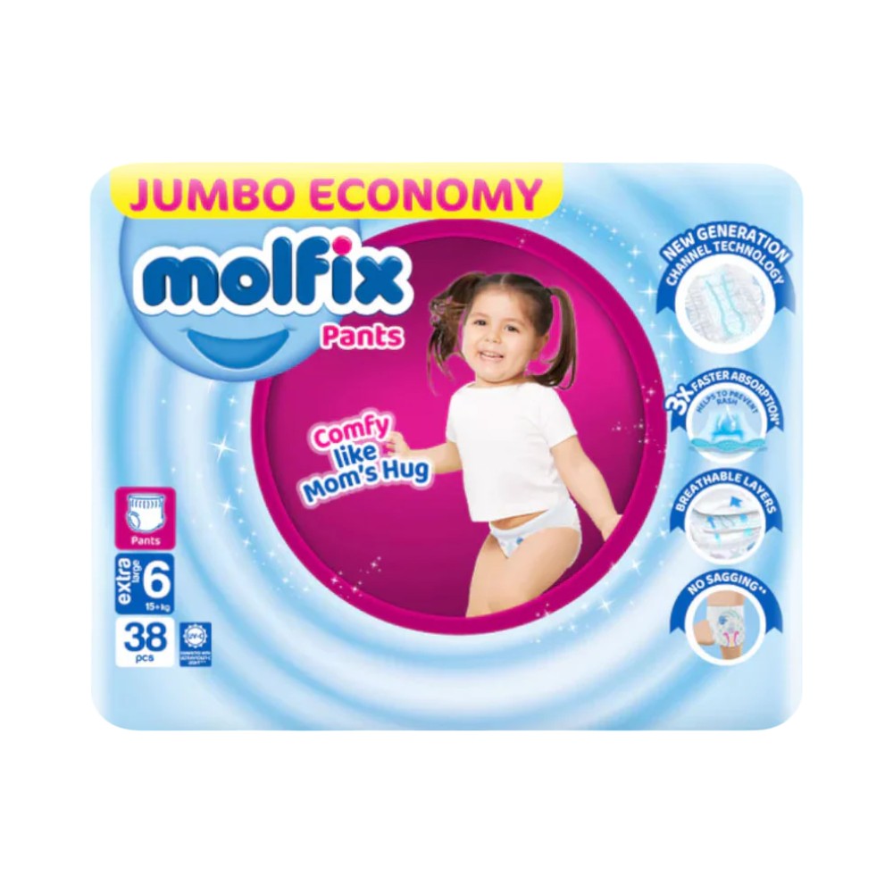 MOLFIX PANTS EXTRA LARGE NO6 15 PLUS KG 38 PCS Default Title - MamasJan Grocery Nonfood