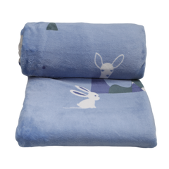 FLEECE BLANKET IR C1-8 Blue With Rabbit - MamasJan s