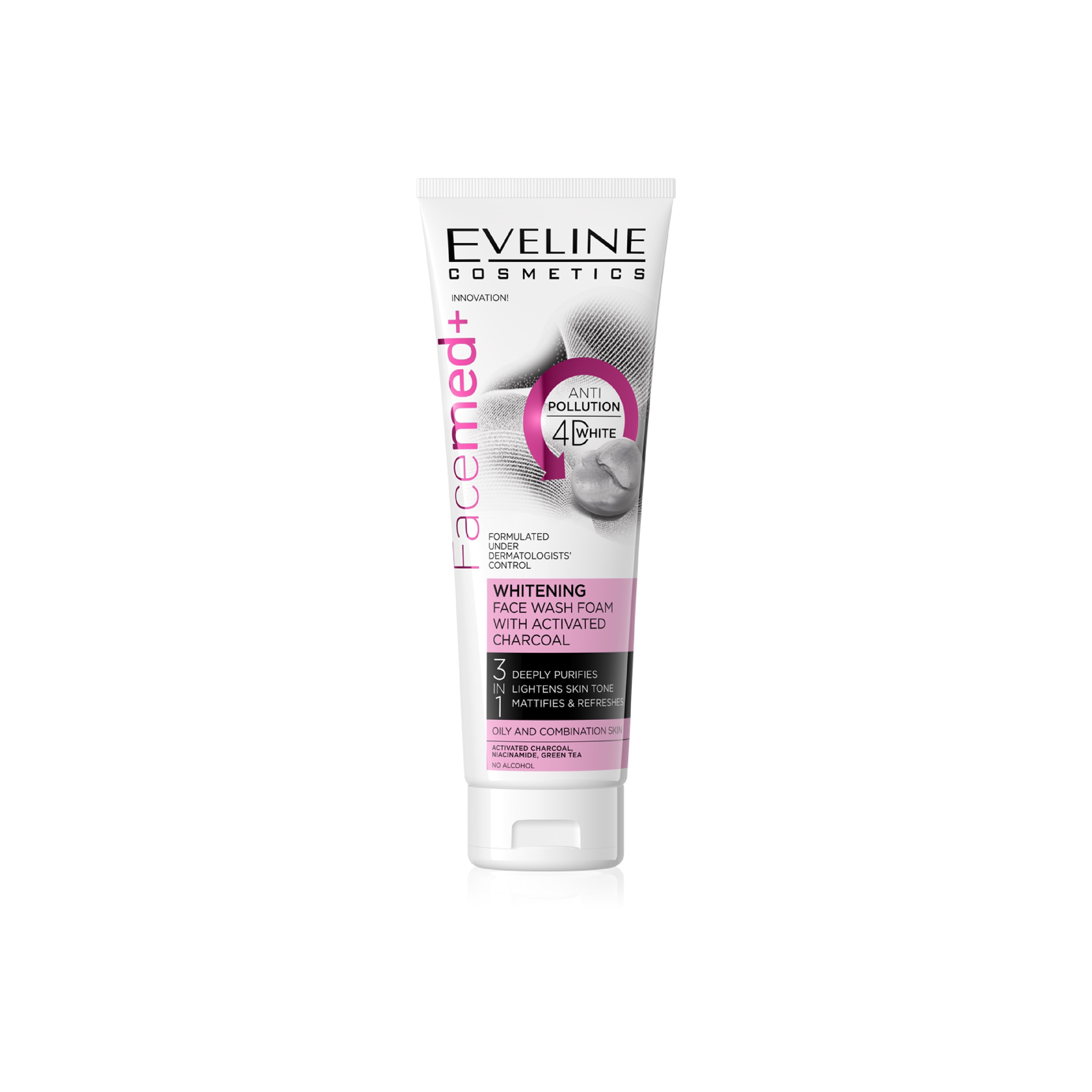 EVELINE FACEMED WITHENING FACE WASH FOAM CHARCOAL 100 ML Default Title - MamasJan skincare