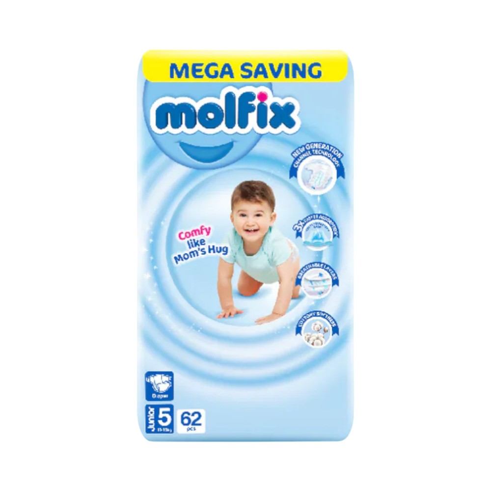 MOLFIX DIAPERS 5 JUNIOR 11-18 KG 62 PCS Default Title - MamasJan Grocery Nonfood