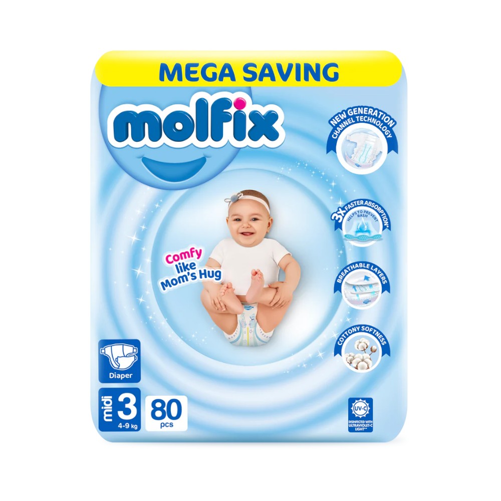 MOLFIX MEGA SAVING 3 MIDI 4-9 KG 80 PCS Default Title - MamasJan Grocery Nonfood