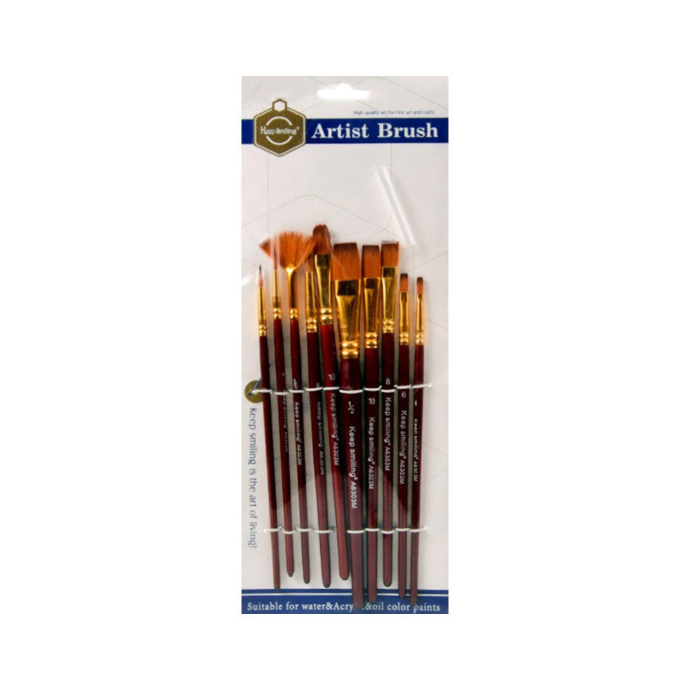 A6303M KEEP SMILING ARTIST BRUSH 10PC MULTI SHAPE A.M Default Title - MamasJan Toys