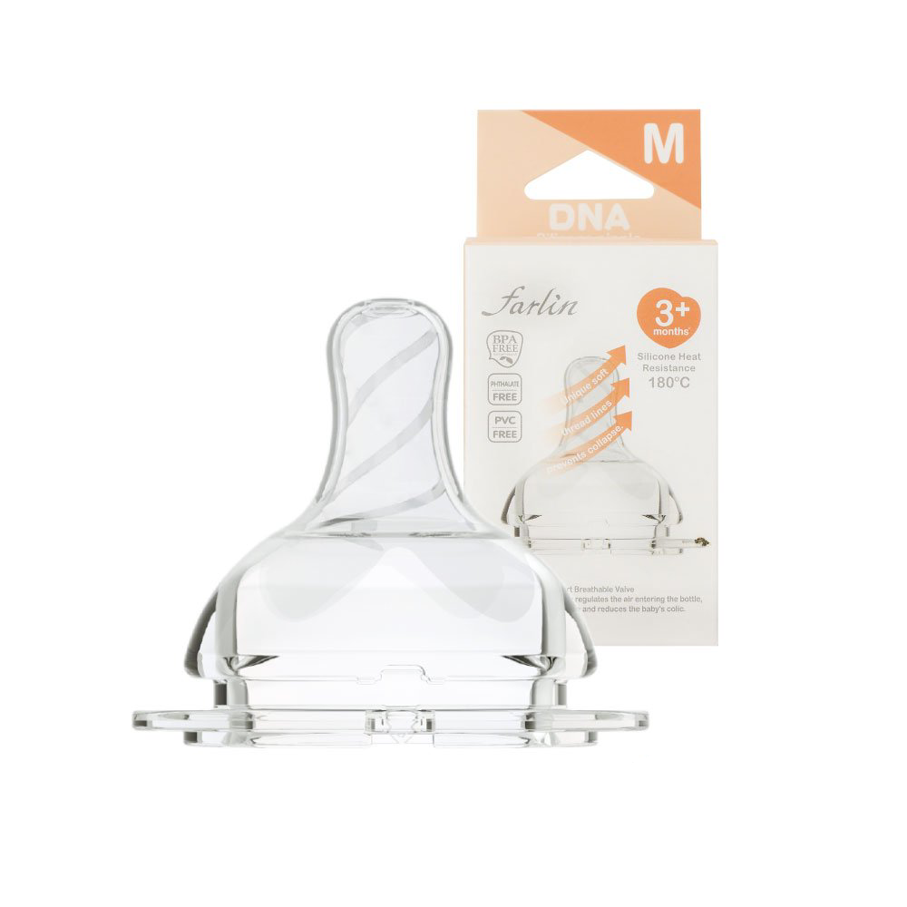 FARLIN NIPPLE DNA SILICONE 3M+ 2PC AC-22007 M Default Title - MamasJan Grocery Nonfood