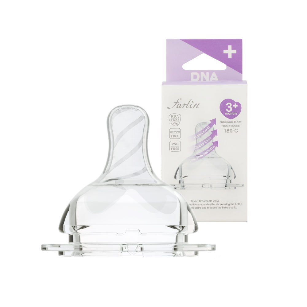 FARLIN NIPPLE DNA SILICONE 3M+ 2PC AC-22007 + Default Title - MamasJan Grocery Nonfood