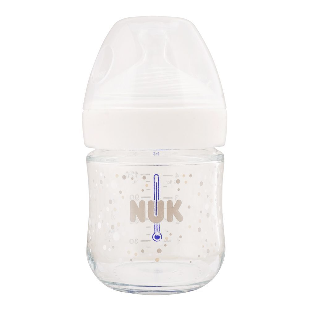 NUK FEEDING BOTTLE NS GLASS BLUE SILICONE 120 ML 10747110 Default Title - MamasJan Grocery Nonfood