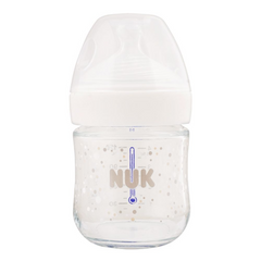 NUK FEEDING BOTTLE NS GLASS BLUE SILICONE 120 ML 10747110 Default Title - MamasJan Grocery Nonfood