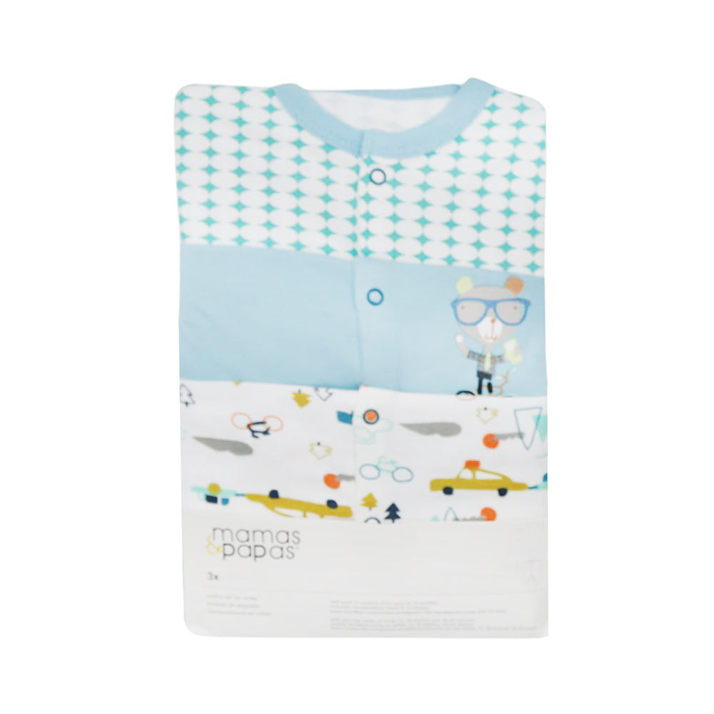 BOYS L/S 3PC SLEEP SUIT M&P MDW-23 3-6M CHI MP01 Default Title - MamasJan KidsWear