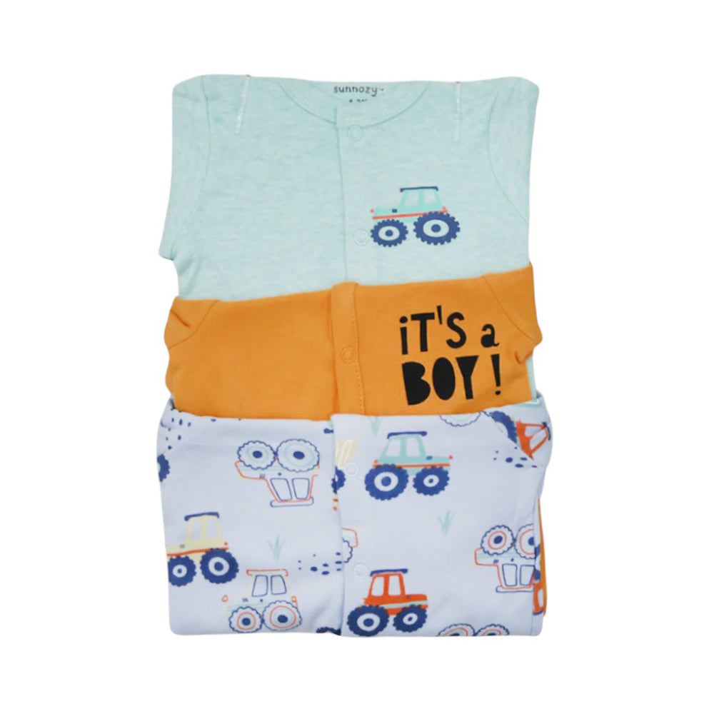 BOYS L/S 3PC SLEEP SUIT MDW-23 6-9M CHI SNYCL355 Default Title - MamasJan KidsWear